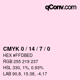 カラーコード: CMYK 0 / 14 / 7 / 0 | qconv.com