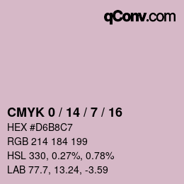 カラーコード: CMYK 0 / 14 / 7 / 16 | qconv.com