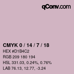 カラーコード: CMYK 0 / 14 / 7 / 18 | qconv.com