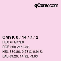 カラーコード: CMYK 0 / 14 / 7 / 2 | qconv.com