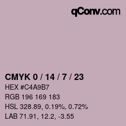 カラーコード: CMYK 0 / 14 / 7 / 23 | qconv.com
