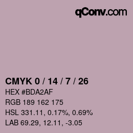 カラーコード: CMYK 0 / 14 / 7 / 26 | qconv.com