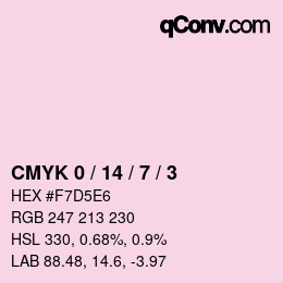 カラーコード: CMYK 0 / 14 / 7 / 3 | qconv.com