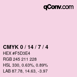 颜色代码: CMYK 0 / 14 / 7 / 4 | qconv.com