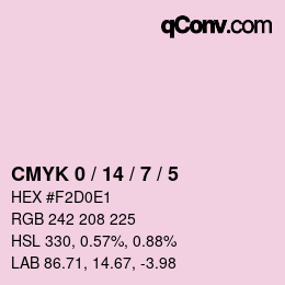 颜色代码: CMYK 0 / 14 / 7 / 5 | qconv.com