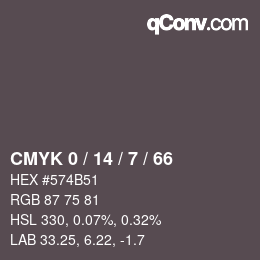 Color code: CMYK 0 / 14 / 7 / 66 | qconv.com