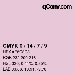 カラーコード: CMYK 0 / 14 / 7 / 9 | qconv.com