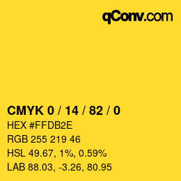 Color code: CMYK 0 / 14 / 82 / 0 | qconv.com