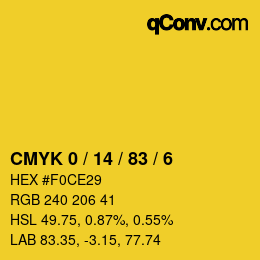 Color code: CMYK 0 / 14 / 83 / 6 | qconv.com