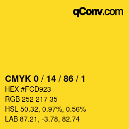 Color code: CMYK 0 / 14 / 86 / 1 | qconv.com