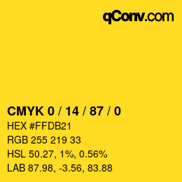 颜色代码: CMYK 0 / 14 / 87 / 0 | qconv.com