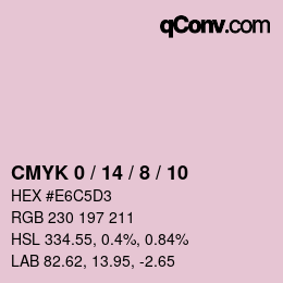 カラーコード: CMYK 0 / 14 / 8 / 10 | qconv.com