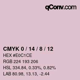 カラーコード: CMYK 0 / 14 / 8 / 12 | qconv.com