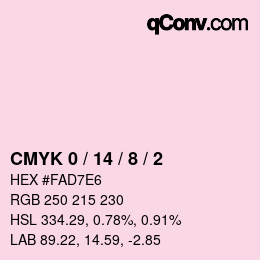 カラーコード: CMYK 0 / 14 / 8 / 2 | qconv.com