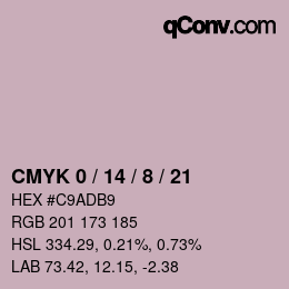 カラーコード: CMYK 0 / 14 / 8 / 21 | qconv.com