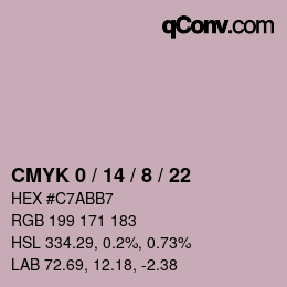 カラーコード: CMYK 0 / 14 / 8 / 22 | qconv.com