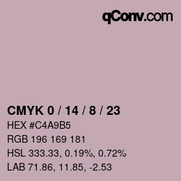 Farbcode: CMYK 0 / 14 / 8 / 23 | qconv.com