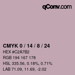 カラーコード: CMYK 0 / 14 / 8 / 24 | qconv.com