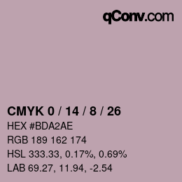カラーコード: CMYK 0 / 14 / 8 / 26 | qconv.com