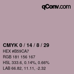 カラーコード: CMYK 0 / 14 / 8 / 29 | qconv.com