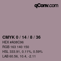 Farbcode: CMYK 0 / 14 / 8 / 36 | qconv.com