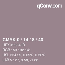 カラーコード: CMYK 0 / 14 / 8 / 40 | qconv.com