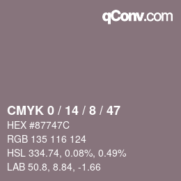 カラーコード: CMYK 0 / 14 / 8 / 47 | qconv.com