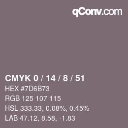 Color code: CMYK 0 / 14 / 8 / 51 | qconv.com