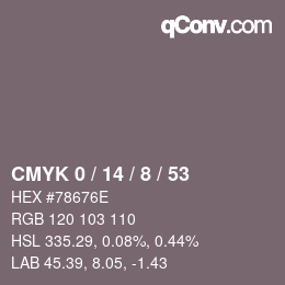 Color code: CMYK 0 / 14 / 8 / 53 | qconv.com