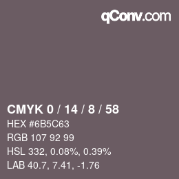 カラーコード: CMYK 0 / 14 / 8 / 58 | qconv.com