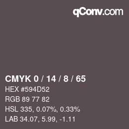カラーコード: CMYK 0 / 14 / 8 / 65 | qconv.com