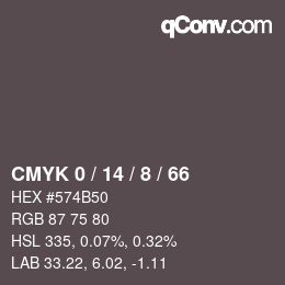 Color code: CMYK 0 / 14 / 8 / 66 | qconv.com
