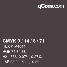 Color code: CMYK 0 / 14 / 8 / 71 | qconv.com