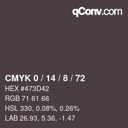 Farbcode: CMYK 0 / 14 / 8 / 72 | qconv.com