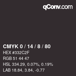 カラーコード: CMYK 0 / 14 / 8 / 80 | qconv.com