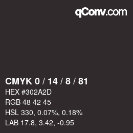 Color code: CMYK 0 / 14 / 8 / 81 | qconv.com