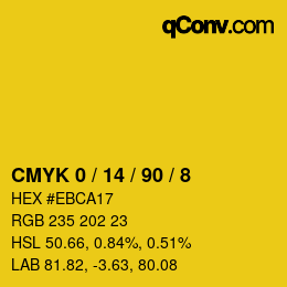 カラーコード: CMYK 0 / 14 / 90 / 8 | qconv.com