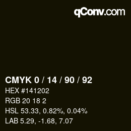 カラーコード: CMYK 0 / 14 / 90 / 92 | qconv.com