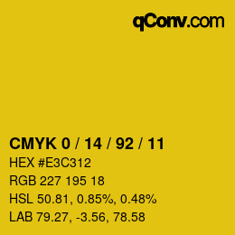 Color code: CMYK 0 / 14 / 92 / 11 | qconv.com