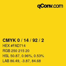 Color code: CMYK 0 / 14 / 92 / 2 | qconv.com