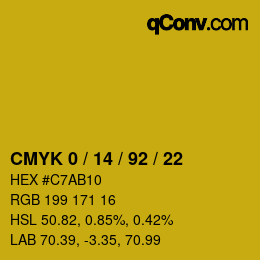 カラーコード: CMYK 0 / 14 / 92 / 22 | qconv.com