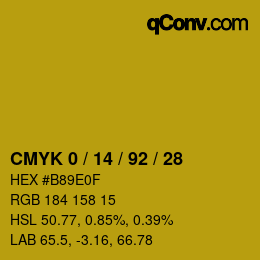 カラーコード: CMYK 0 / 14 / 92 / 28 | qconv.com