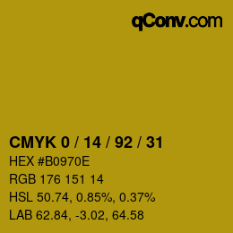 カラーコード: CMYK 0 / 14 / 92 / 31 | qconv.com