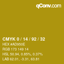 Color code: CMYK 0 / 14 / 92 / 32 | qconv.com