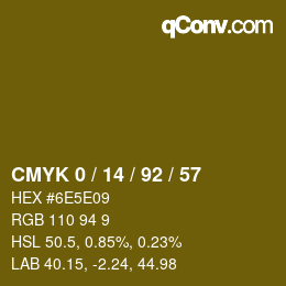 カラーコード: CMYK 0 / 14 / 92 / 57 | qconv.com