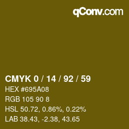 カラーコード: CMYK 0 / 14 / 92 / 59 | qconv.com