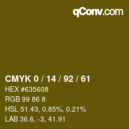 Color code: CMYK 0 / 14 / 92 / 61 | qconv.com
