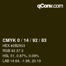 カラーコード: CMYK 0 / 14 / 92 / 83 | qconv.com
