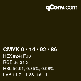 カラーコード: CMYK 0 / 14 / 92 / 86 | qconv.com