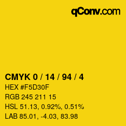 Color code: CMYK 0 / 14 / 94 / 4 | qconv.com